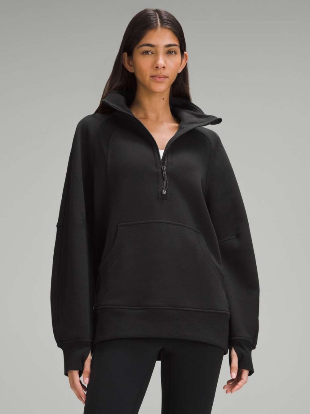Lululemon Scuba Oversized Funnel-Neck Half-Zip Long Sweatshirt - Black M/L